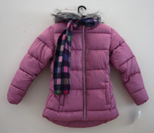 S Rothschild Co Girl's Sz XL 16 Rose Purple Quilted Puffer Coat w/Scarf 85