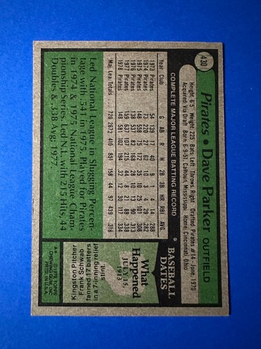 1979 Topps #430 DAVE PARKER * NM-MT or BETTER E5125213 - Picture 2 of 20