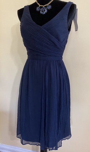 J. Crew Heidi Brautjungfernkleid Seide Chiffon Marine Größe Petite 4 Neu mit Etikett - Bild 8 von 10
