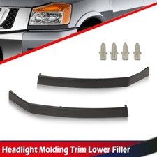 2pc Headlight Molding Trim Lower Filler Fit For Nissan 2004-15 Titan Armada Qx56