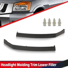2PC Headlight Molding Trim Lower Filler Fit For Nissan 2004-15 Titan Armada QX56