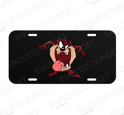 Taz Tasmanian Devil Looney Tunes Cartoon License Plate Front Auto