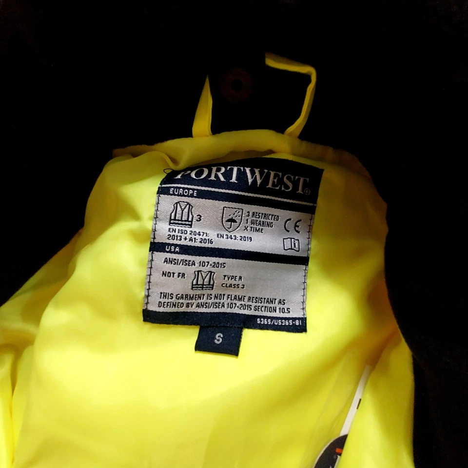 PortWest Hi Viz3 in 1 Bomber Jacket Water Resistant - missing inner fleece layer - Image 2 of 4