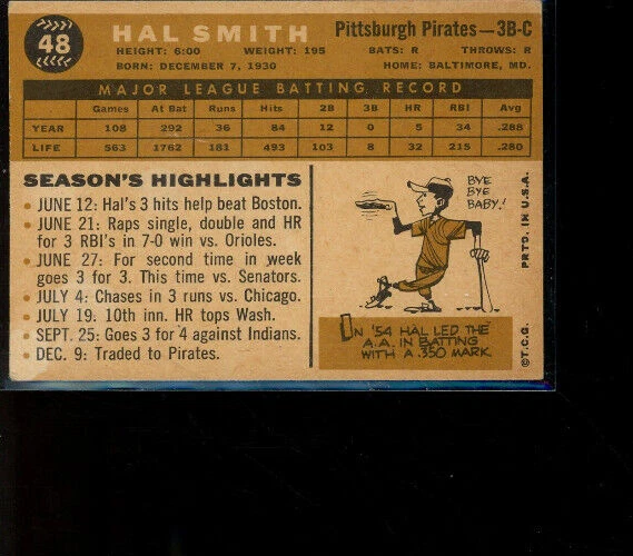 1960 Topps Hal Smith Pittsburgh Pirates #48 - Image 2 of 2