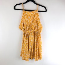 Cotton On Womens Mini Dress Woven Frenchie Open Back Floral Yellow S