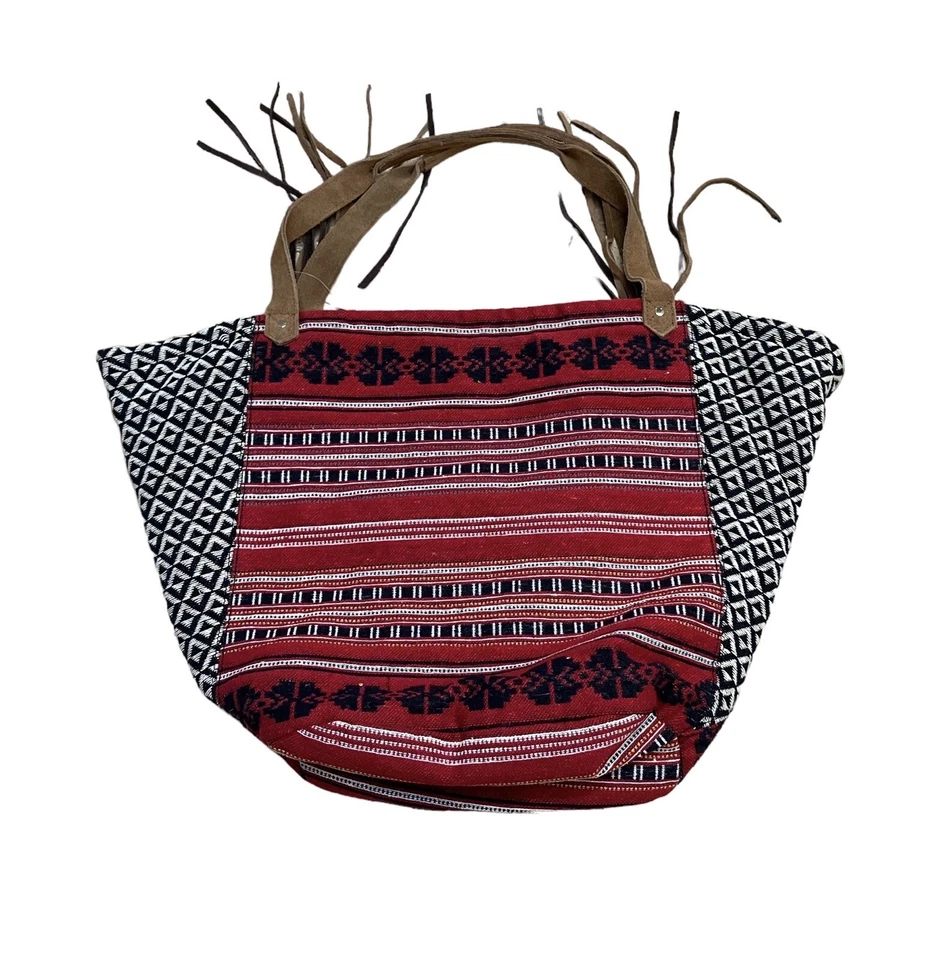 NWT American Eagle Outfitters Boho Large Fringe Travel Woven Hippie Beach Bag - Image 4 of 4