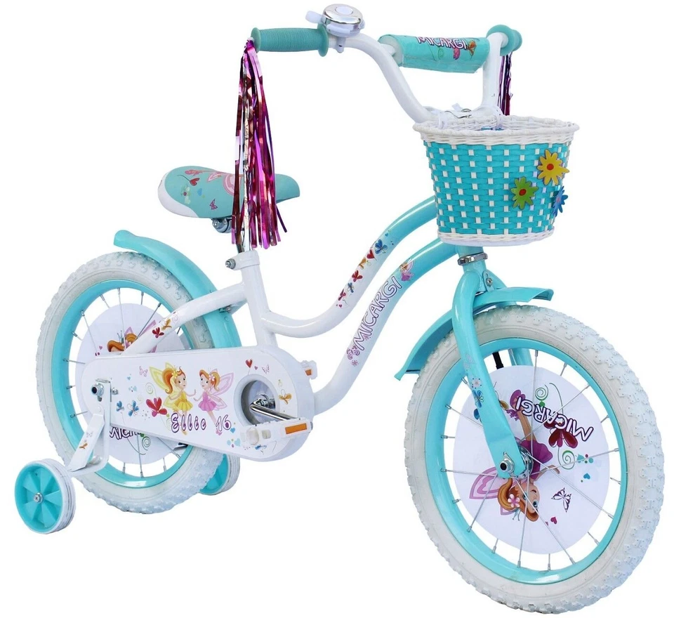 16 Zoll verstellbares Mädchen Kinderfahrrad mit Stützrädern, Korb & Klingel Geschenk Fahrrad - Bild 4 von 4