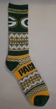 Green Bay Packers Men's Crew Socks Large Size 10 to 13 Burst