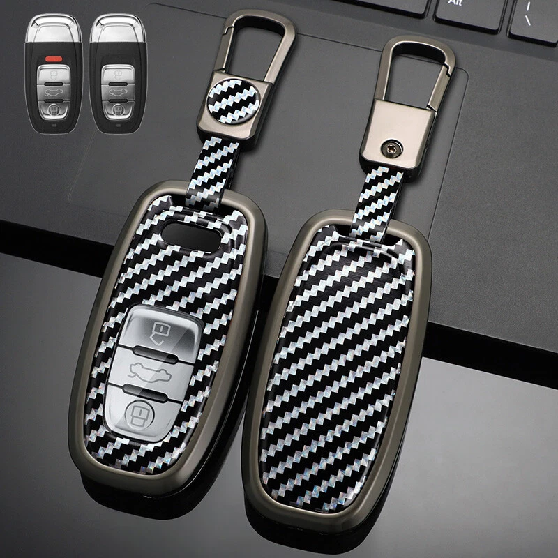 Alloy Leather Car Key Case Cover For Audi Q3 Q5 Q7 A4 A5 A6 A7 A8 S3 S4 S5 R8 Foto 4 de 4
