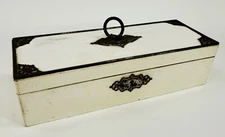 Antique Box Sewing Nettting Lace Knitting Double Pointed Gold Tip Needles ?