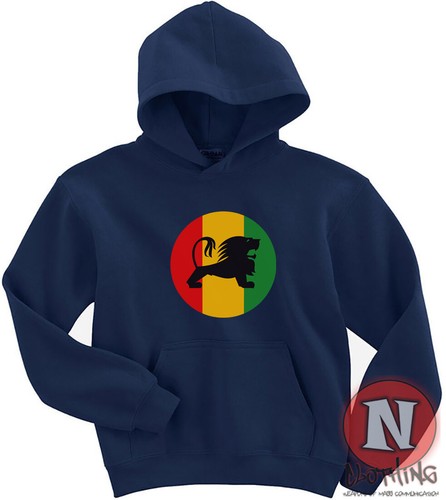 Reggae Rasta lion Hoodie Jamaica style hooded top adult kids dub rave festival - Picture 3 of 5