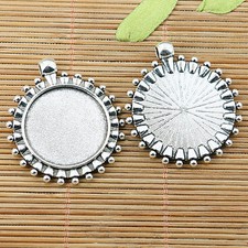 3pcs tibetan silver color round cabochon settings EF2539