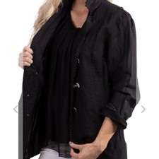 Gigi Moda Carnilla Military Jacket Osfm Made In Italy Black Bling Cotton Open