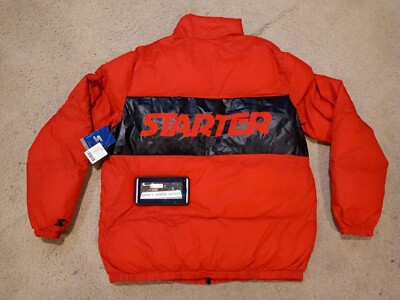 2016 STARTER Black Label Red Rouge Puffer Jacket Sz Medium M