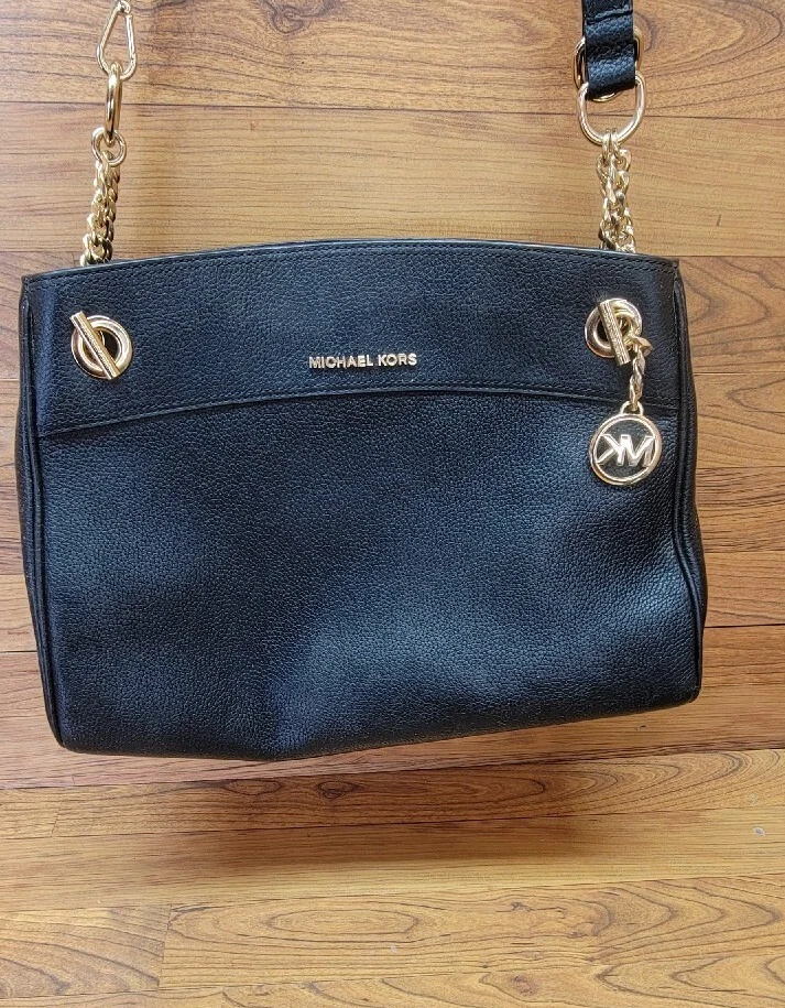 Michael Kors Teagan Large Pebbled Leather Shoulder Bag in Black