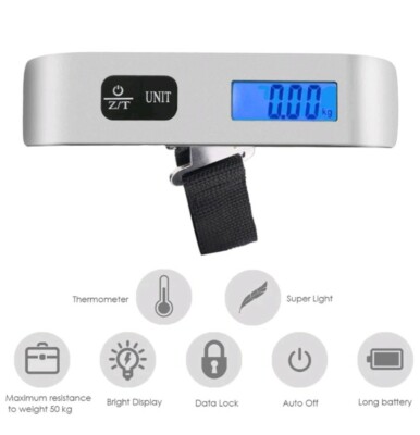Luggage Scale Portable Digital Blue LCD Backlight Hanging Scale 100lb max NEW