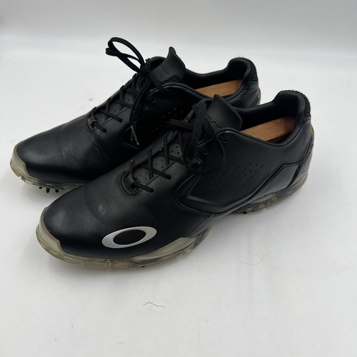 Oakley Carbon Pro Golf Shoes Black Leather Waterproof Cleats Logo Men’s 10 - Picture 3 of 10