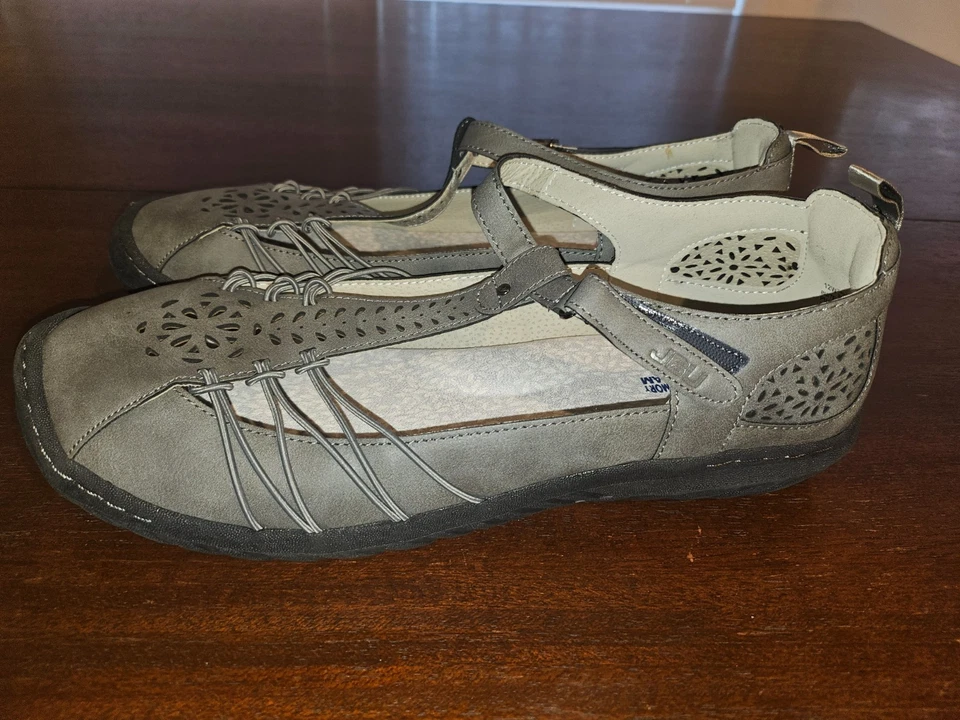 Jambu Womens Flat Mary Jane Grey Leather Buckle Shoes Size 12 M - Image 4 of 4