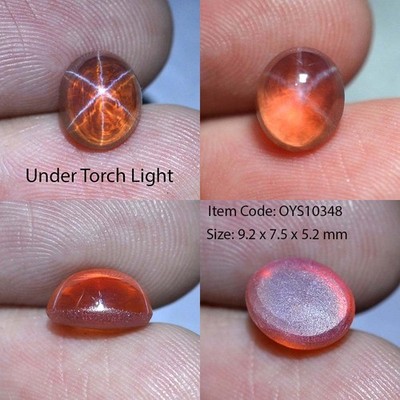 3.85 Ct 9.2x7.5 MM Orange Star Sapphire 6 Rays Lab Created Corundum OYS10348