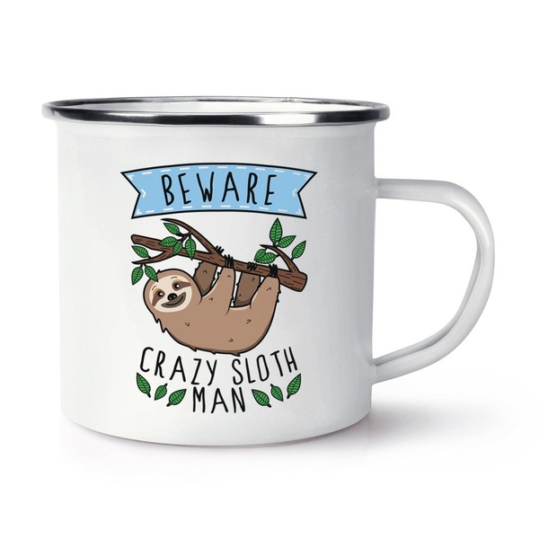 Beware VerrüCkte Faultier Mann Emaille Becher Tasse Lustiger Witz Tiere Faul-image