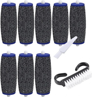 8 Pack Extra Coarse Replacement Rollers for Amope Pedi Black, Blue, White