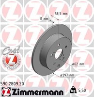 2X Bremsscheibe Zimmermann 590.2809.20 2 Bremsscheiben Hinterachse Hinten