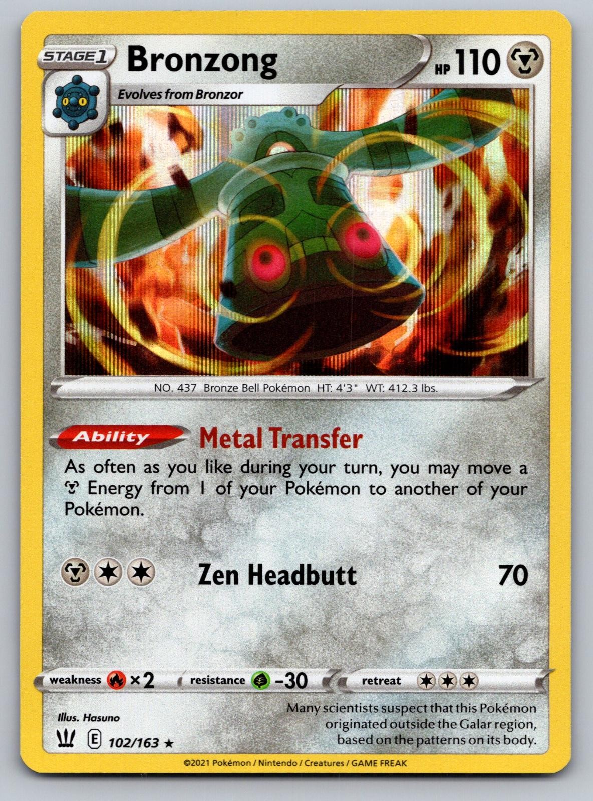 Bronzong 102/163 Holo Rare Battle Styles Pokemon Holo Near Mint