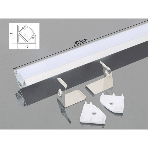 3 Metri Profilo Barra Alluminio Angolare 45 Gradi Bianco 18,8x18,8mm Interno 12m - Foto 3 di 5