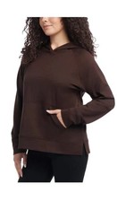 NWT Danskin Womens Melange Hoodie Brown Front Pocket Long Sleeves Super Soft