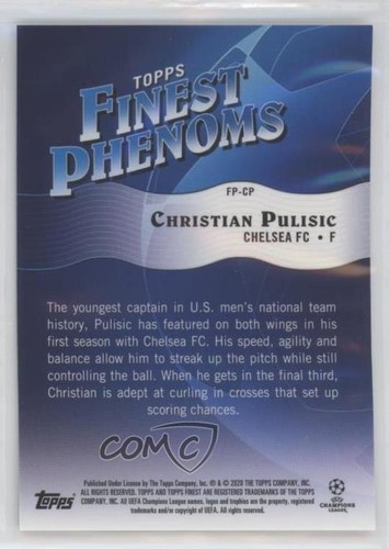 2019-20 Topps Finest UCL Finest Phenoms Christian Pulisic #FP-CP 03rx - Picture 2 of 3