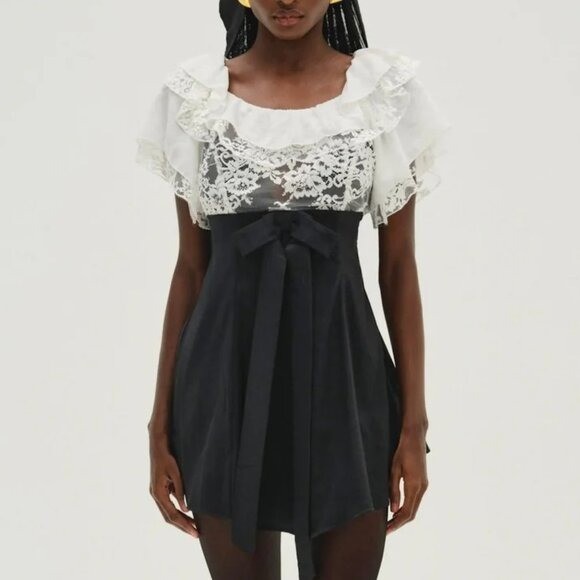 NUEVO SIN ETIQUETAS PARA AMOR Y LIMONES VESTIDO DE FIESTA DE NOCHE DE ENCAJE Y TAFETÁN NEGRO S