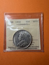 1932 Canada 🇨🇦 Silver 50 Cents ICCS VF30 (A3147)