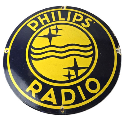 Vintage Philips Radio Sign - Entertainment RCA Porcelain Gas Service Sales Sign