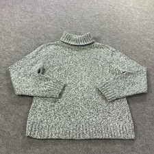 Lands' End Sweater Kids Large 14-16 Gray Cotton Turtleneck Pullover Knit Marled