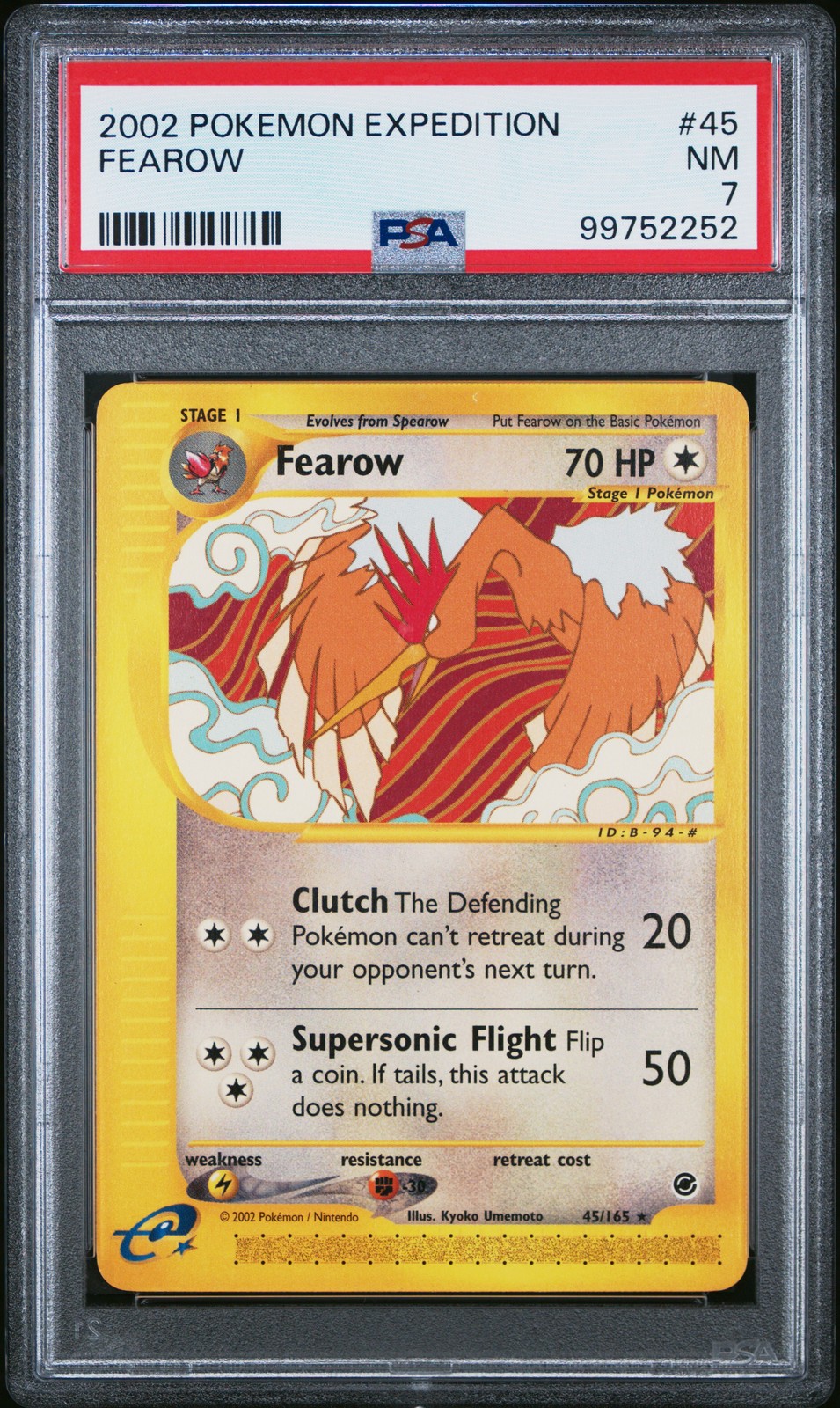 2002 POKEMON EXPEDITION #45 FEAROW PSA 7