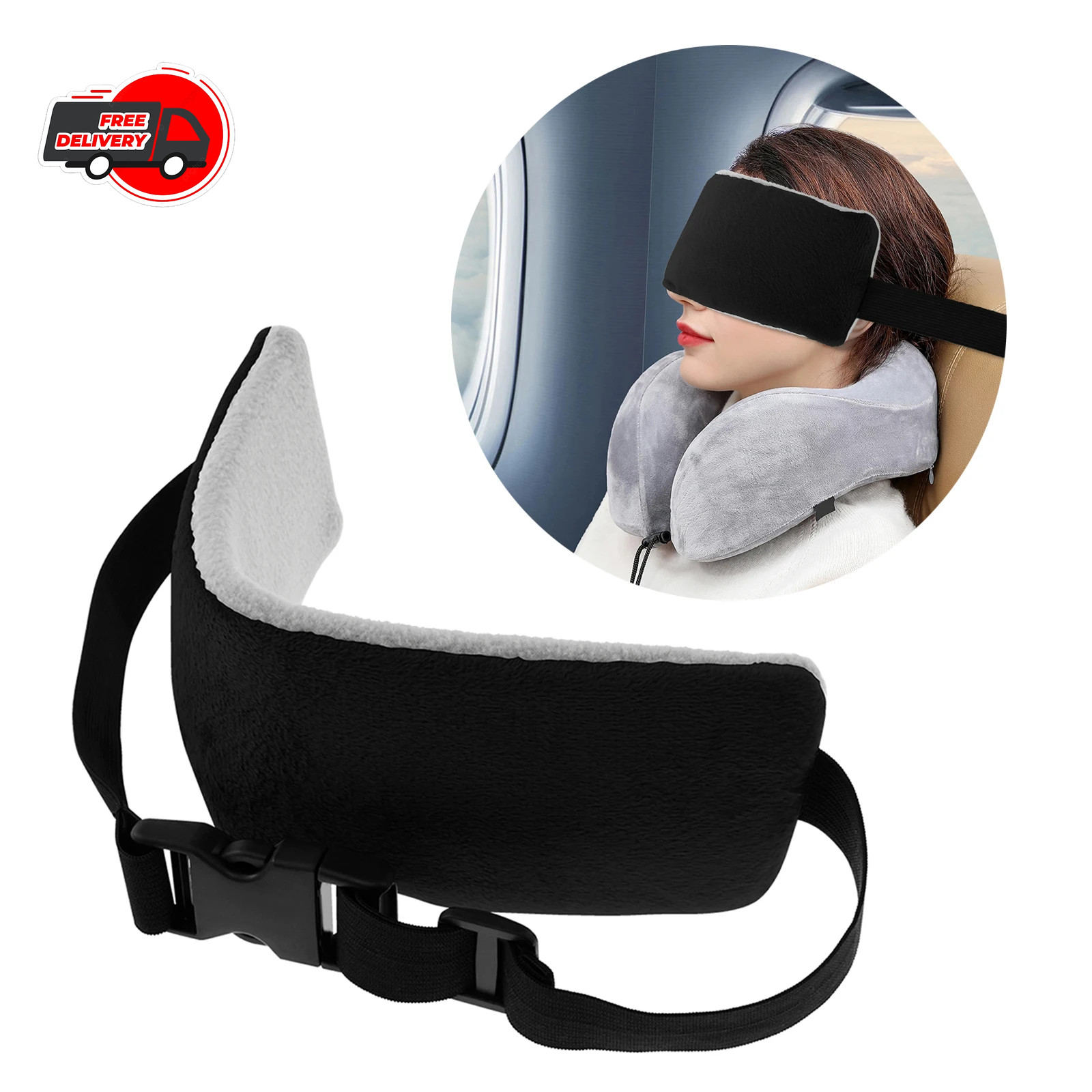 Head Support Strap 2pcs Adjustable Travel Pillow Airplanes Neck Band Portable