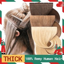 Tape In Remy Skin Weft 100 Human Hair Extensions THICK Remi Full Head Blonde