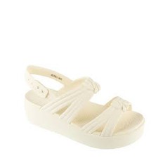 Crocs Brooklyn Sandalia Baja Nudo Marfil Blanco Plataforma Sandalias Cuñas Mujeres Nuevo 212