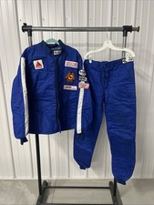 Vtg Auto Pro Racing Systems Blue SFI Certified Fire Suit Jumpsuit 2 Piece FR XL