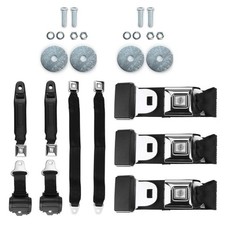 RetroBelt Push Button-Style-Point Lap Seat Belt Kit 2 Retractable and 3 Fixed