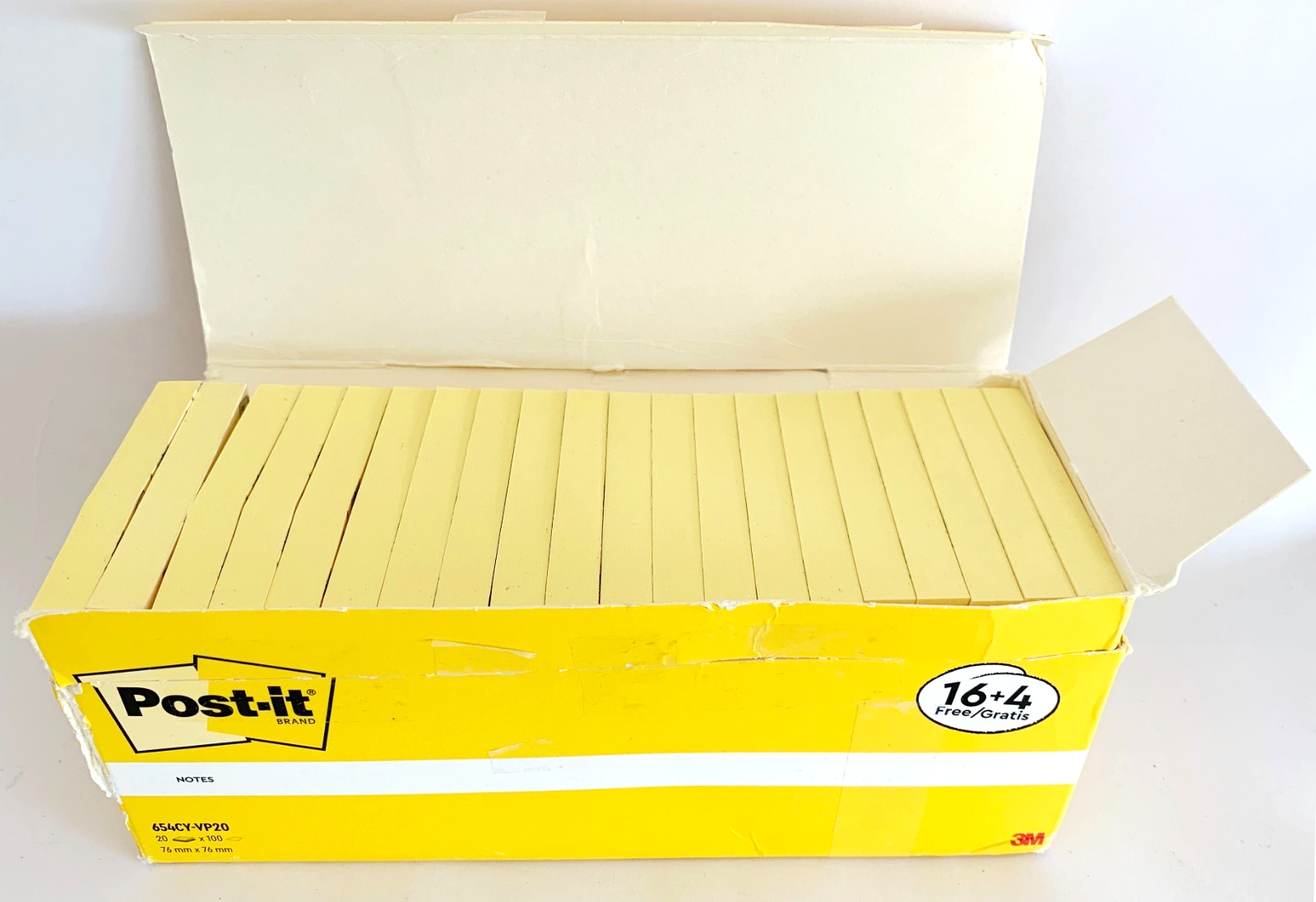Post-it Sticky Notes Yellow 76 x 76mm (20 Pads) Value Pack - Open Box Unused
