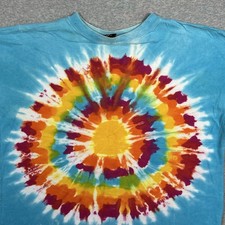 Vintage Radical Rags T Shirt Mens Large Blue Explosion Tie Dye USA Made Hippie