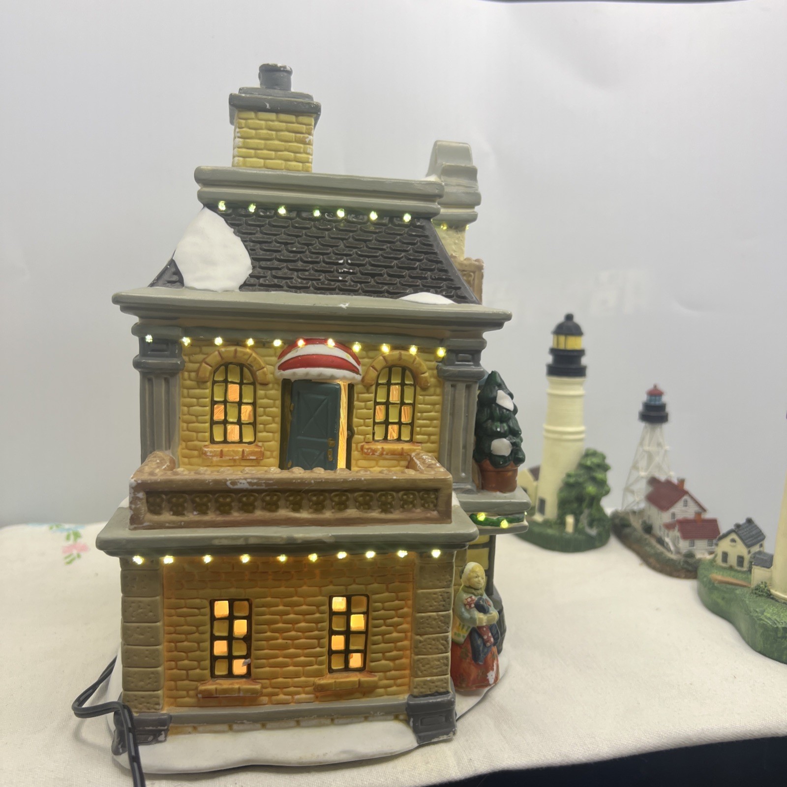 Hofert's Fiber Optic Toy Shop Christmas Village 8 and a half inches tall X8 wide