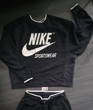Image of Nike Sportswear Tracksuit Women XS S Black Logo Joggers and Sweatshirt