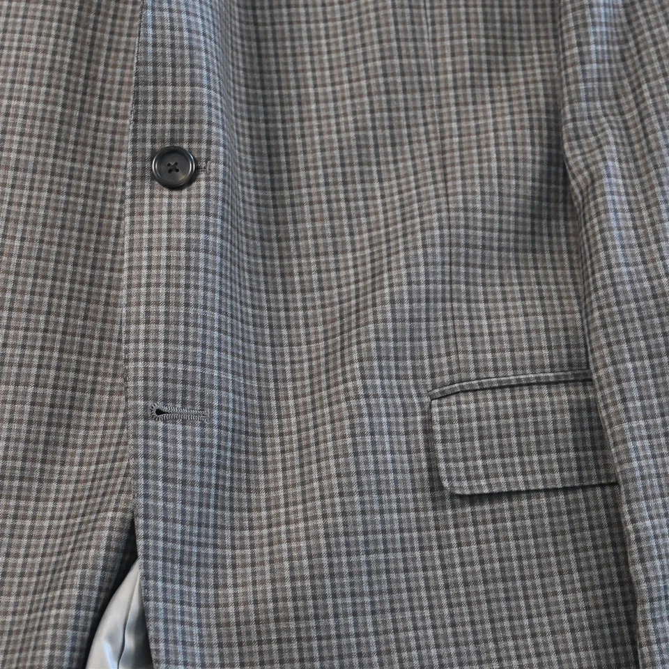 Blazer Traje Chaqueta Abrigo Deportivo Hart Shaffner Marx 48L Gris Cuadros 100% Lana EE. UU. Foto 3 de 4