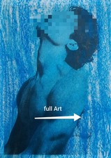 Man Mann | Moderne Akt Kunst - Mixed Media | Ölkreide Malerei-Druck-Fusion | A4