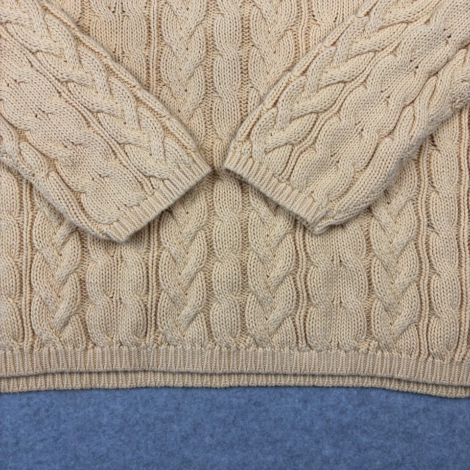 Suéter Wainscott Pequeño Amarillo Mantequilla Cuello Simulado Algodón Cable Tejido Pescador Foto 4 de 4