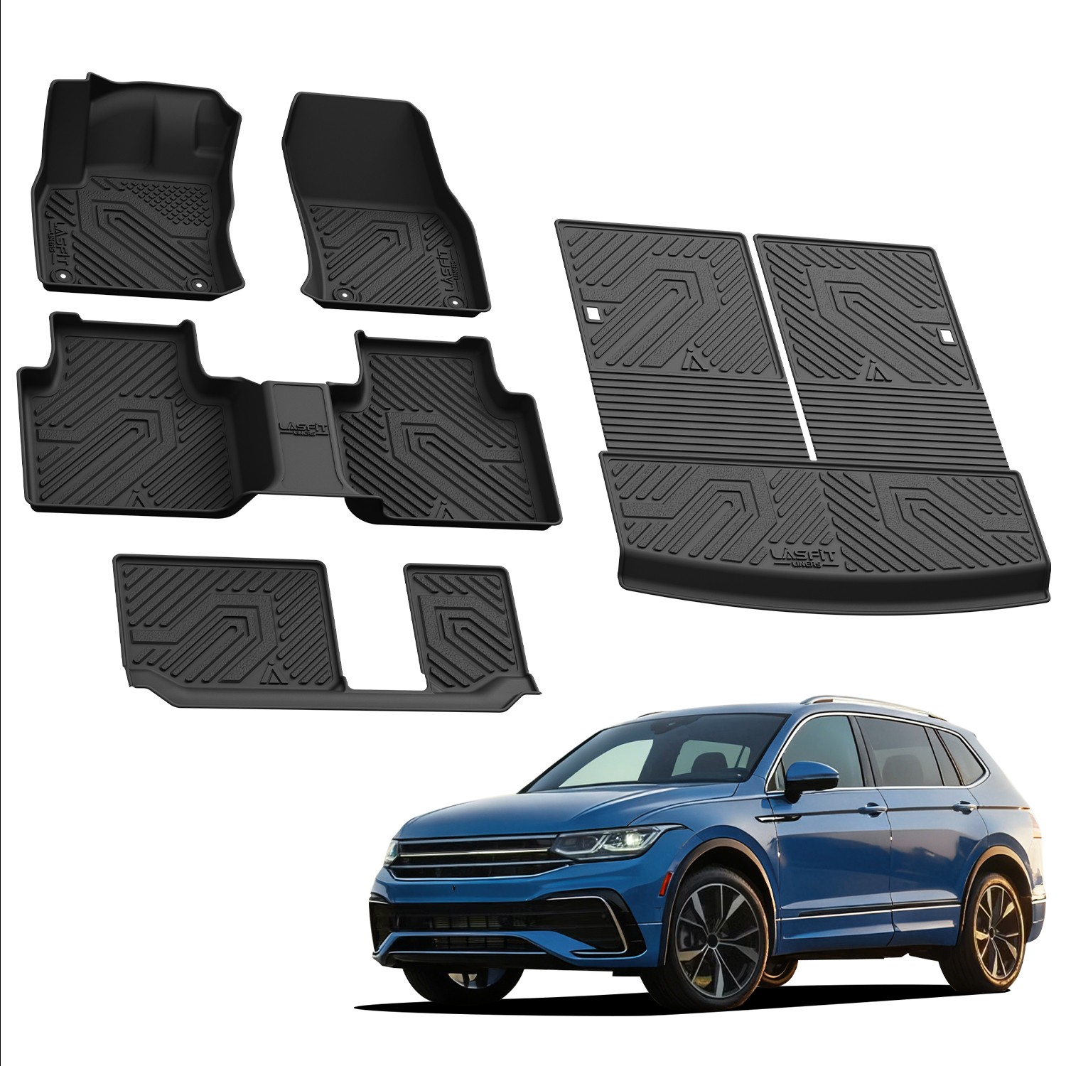 Floor Mat & Cargo Mat for Volkswagen Tiguan 2018-2024 7 Seat Custom Floor Liner