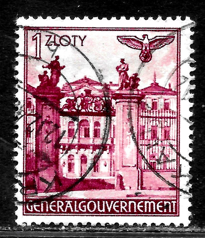 HICK GIRL-USED  POLAND  OCCUPATION  STAMPS  SC#N71  PALACE, WARSAW     X4428