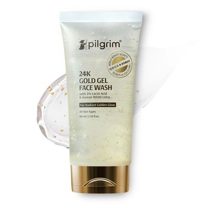 Pilgrim 24k Gold Gel Facewash with Korean White Lotus & Lactic Acid 80 ml